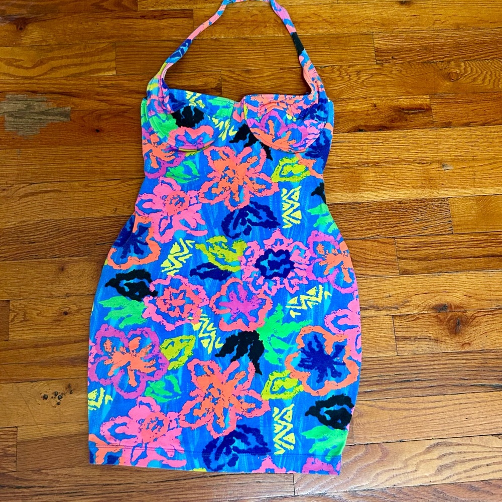 Vintage 80’s Halter Mini Dress - Multicolor